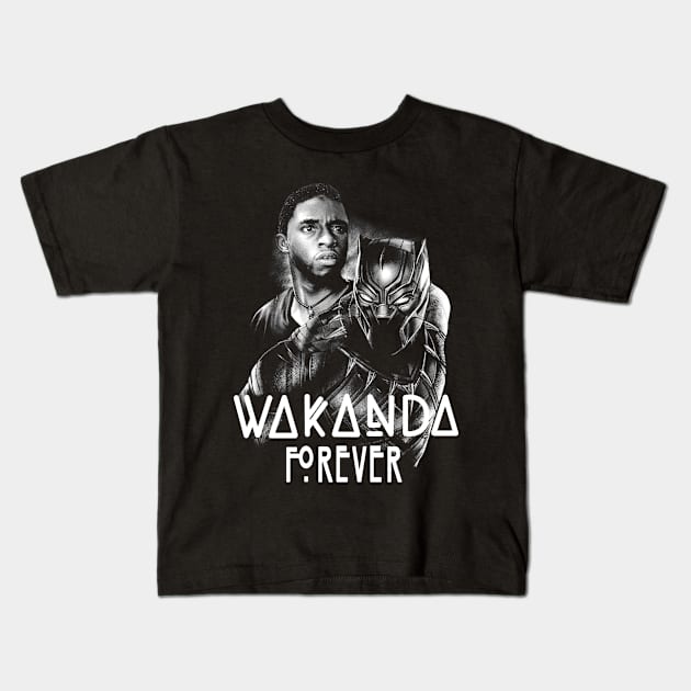 Wakanda Forever - Rip Chadwick Boseman Kids T-Shirt by Phuc Son R&T